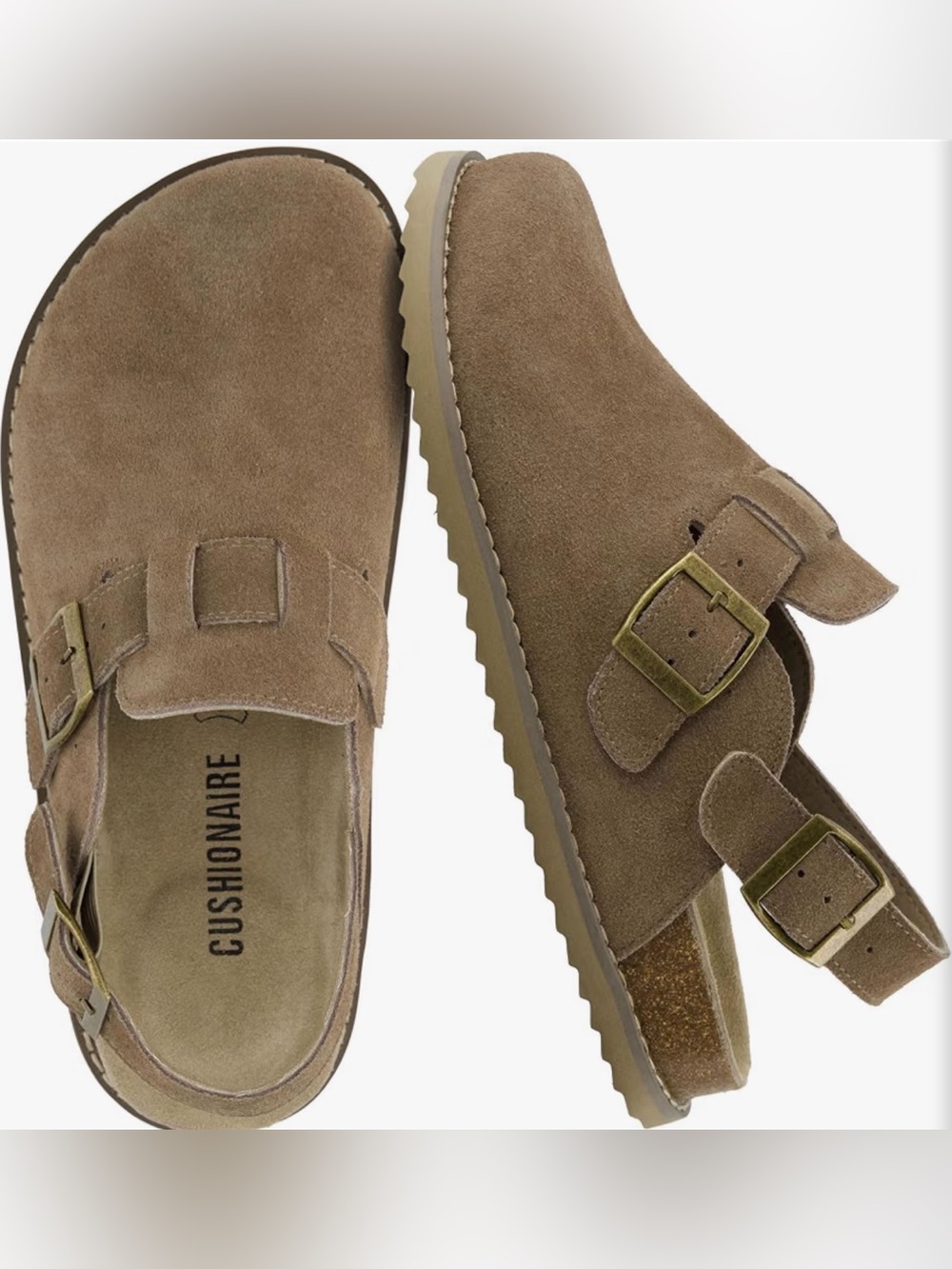 Cushionaire Brooklyn Genuine Suede Slingback Clogs with buckle size 7 NWOT